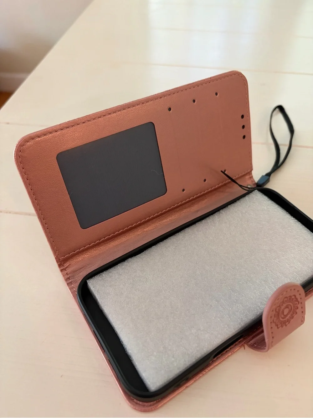 Mandala Embossed Wallet Phone Case - Rose Pink